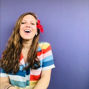 Reformation Rainbow Button Down Top